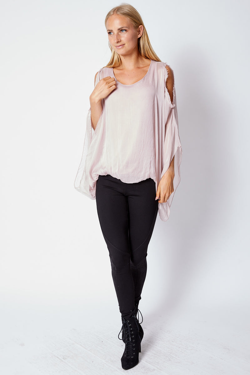 Italian Silk Cold Shoulder Top Jacqueline B Clothing