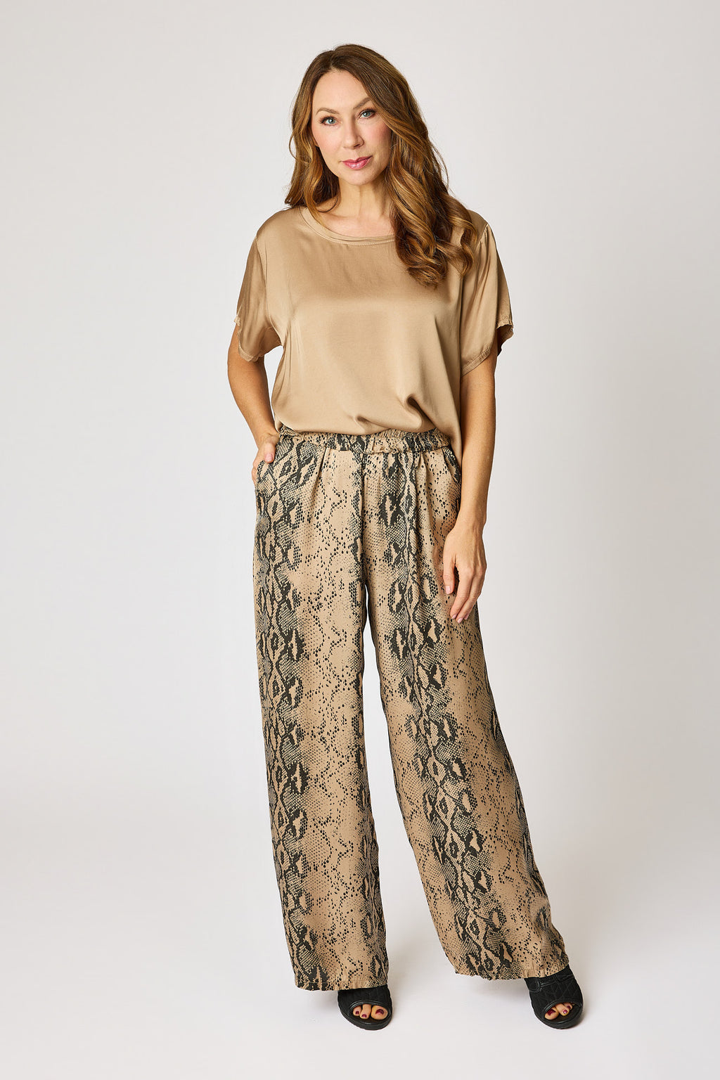 Flowy Satin Snake Pattern Pant