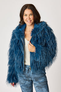 Fabulous Indigo Fur Coat with Hood