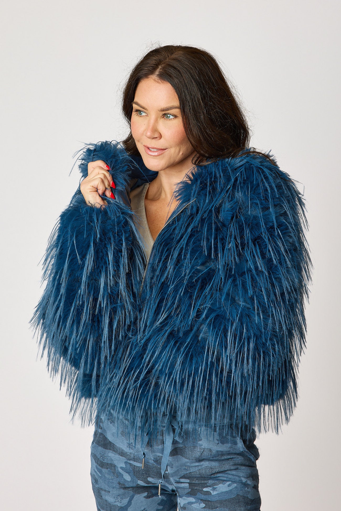 Fabulous Indigo Fur Coat with Hood