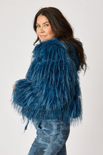 Fabulous Indigo Fur Coat with Hood