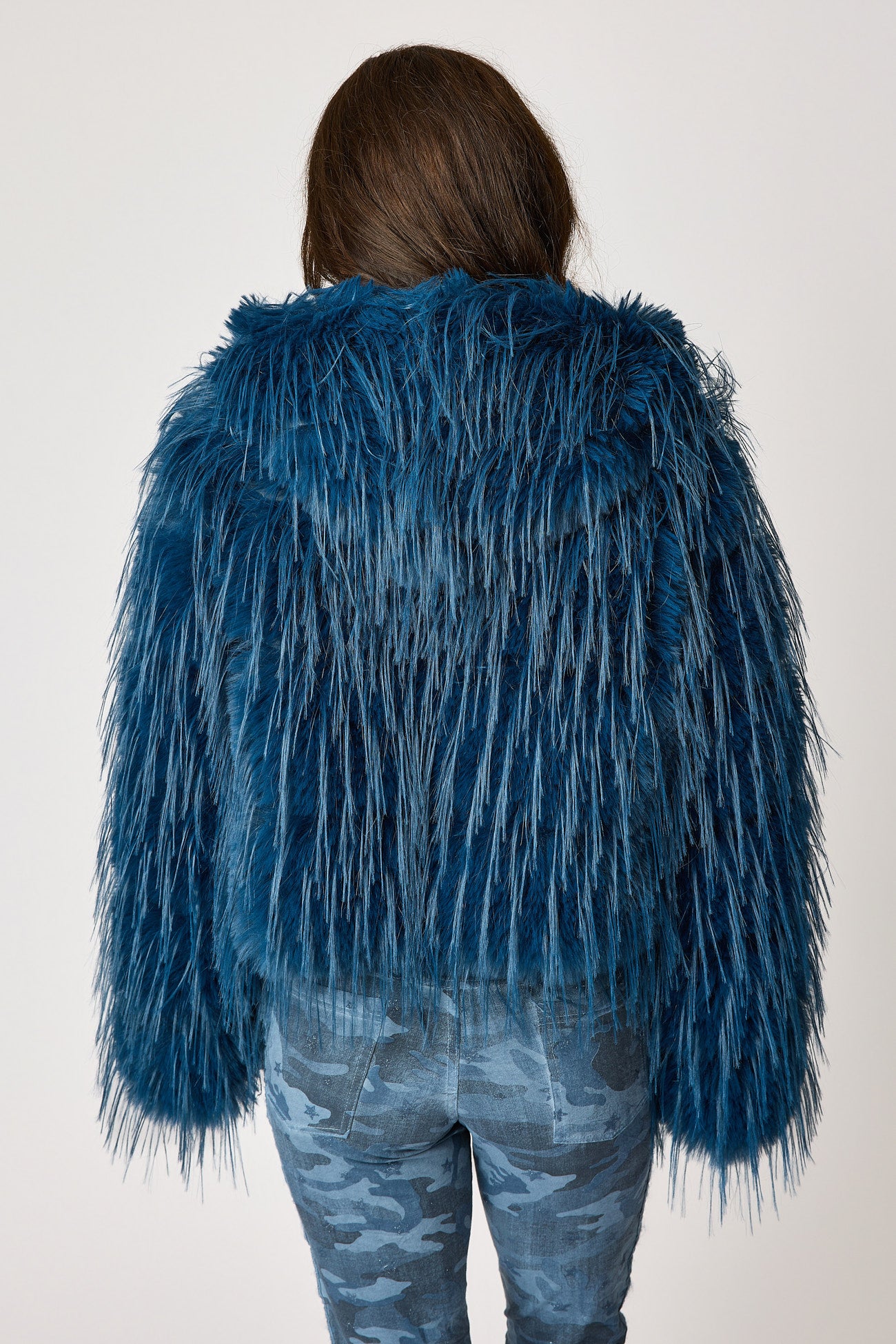 Fabulous Indigo Fur Coat with Hood