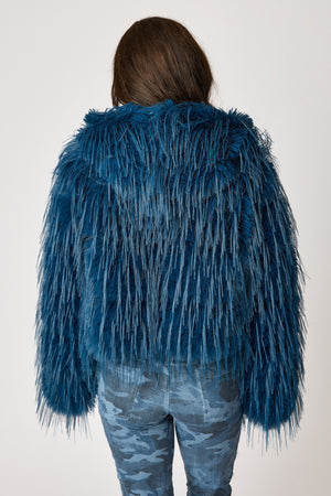 Fabulous Indigo Fur Coat with Hood