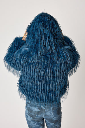 Fabulous Indigo Fur Coat with Hood