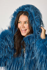 Fabulous Indigo Fur Coat with Hood