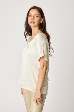 Gold Trim V-Neck Tee