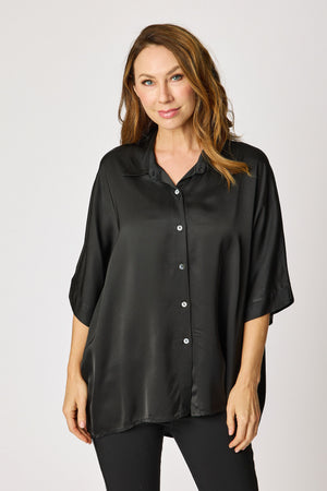 Oversized Satin Button Up Blouse