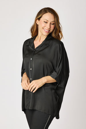 Oversized Satin Button Up Blouse