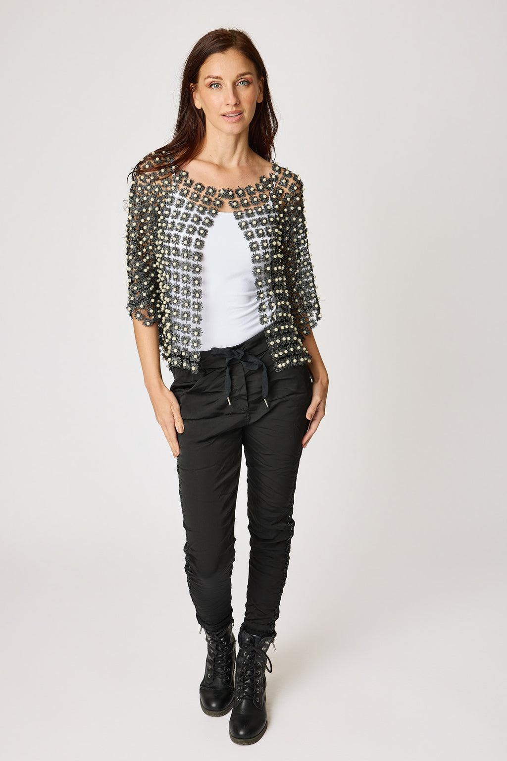 Pearl Accent Shrug Jacket