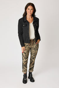 Animal Print Pant with Black Stripe