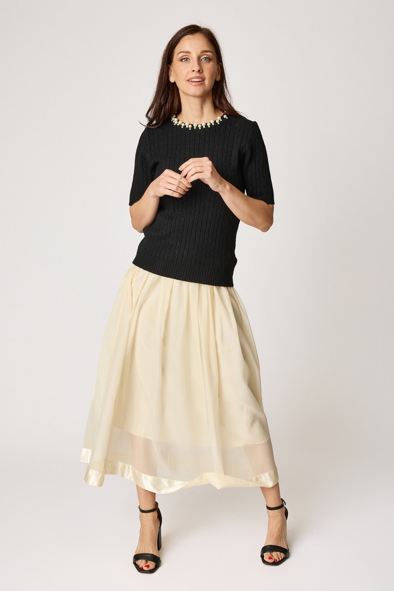 Tulle Skirt with Satin Trim