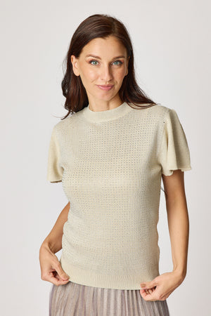 Rhinestone Short Sleeve Sweater