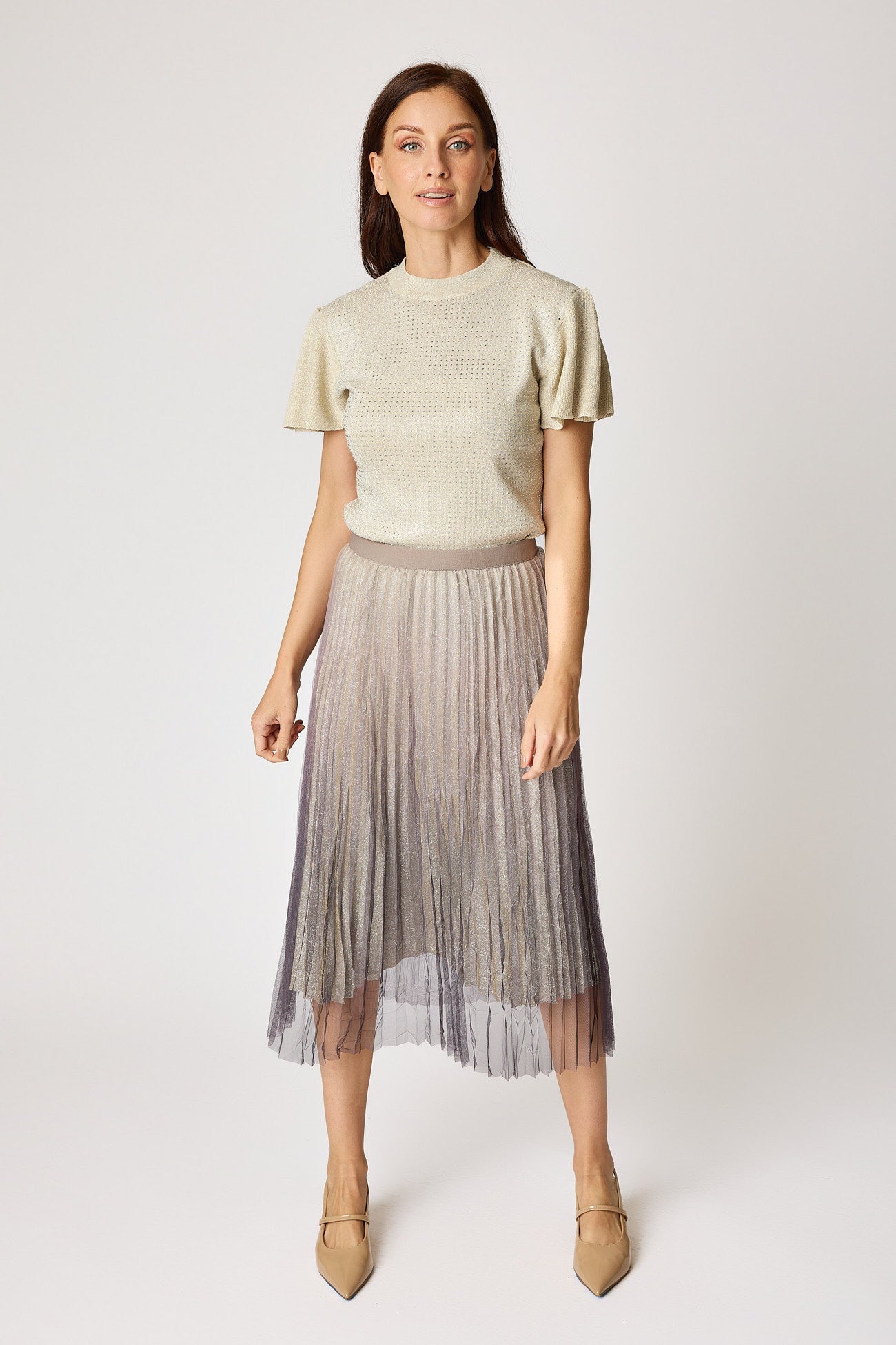 Pleated Glitter Ombre Skirt