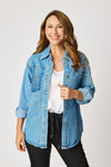 Rhinestone Denim Shacket