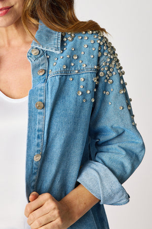 Rhinestone Denim Shacket