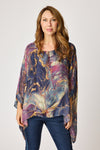 Italian Silk Purple Marbled Patterned Flowing Top