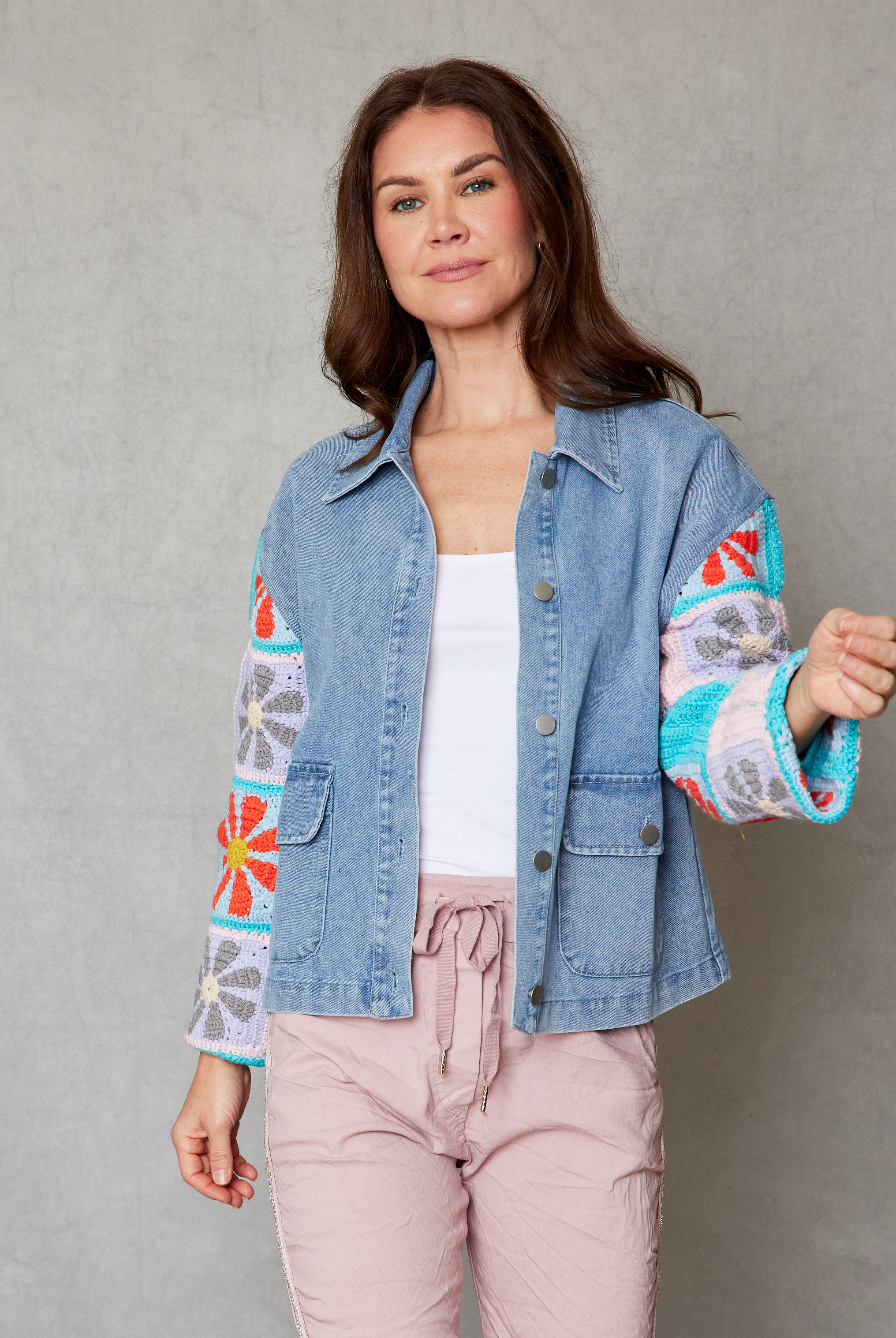 Denim Jacket Crochet Arms