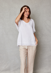 Linen Raw Edge Oversized Top