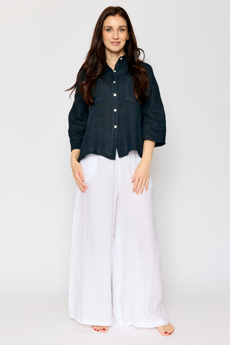 Relaxed Button Up Linen Shirt (4 Colors)