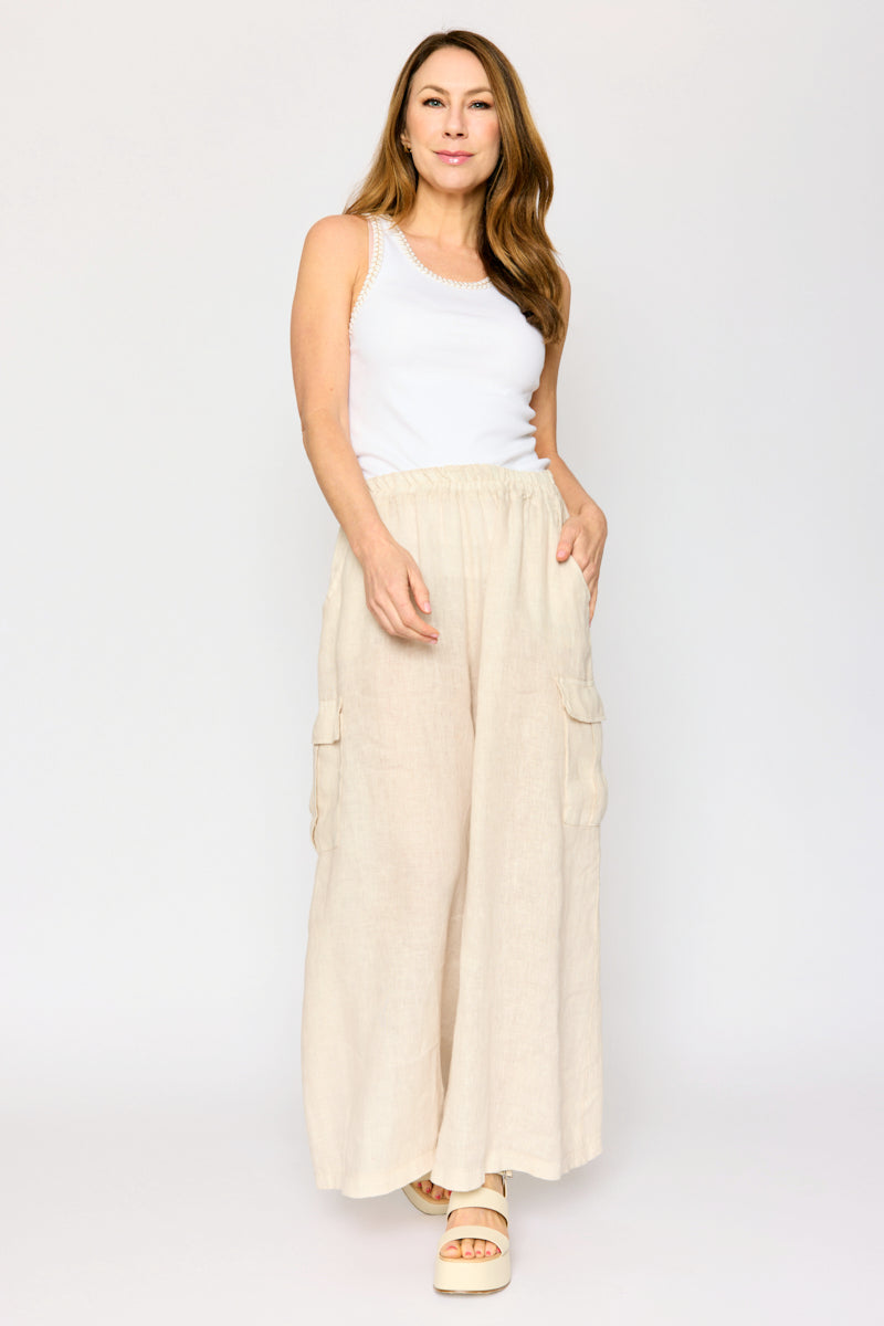 Linen Palazzo Cargo Pant