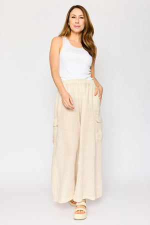 Linen Palazzo Cargo Pant