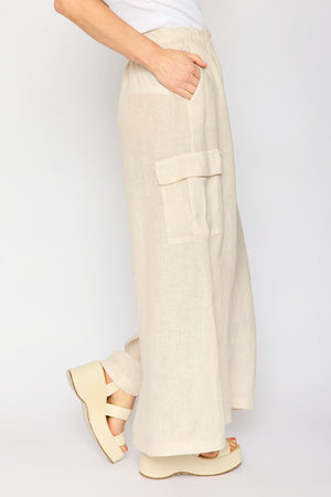 Linen Palazzo Cargo Pant