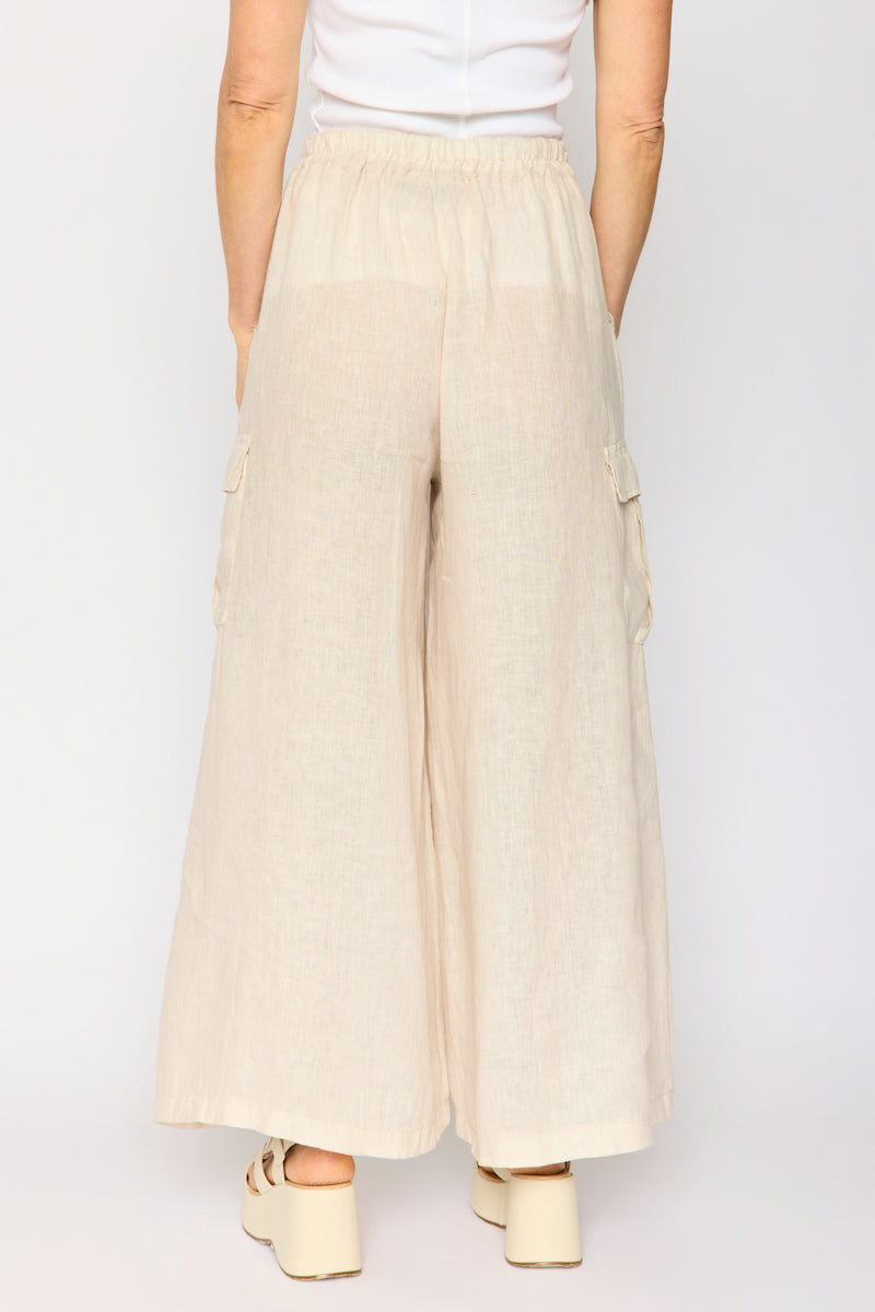 Linen Palazzo Cargo Pant