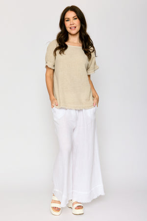 Raw Edge Open Weave Linen Top (4 Colors)