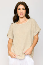 Raw Edge Open Weave Linen Top (4 Colors)