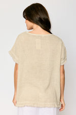 Raw Edge Open Weave Linen Top (4 Colors)