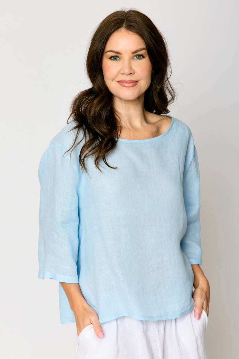 Button Back Linen Top (5 Colors)