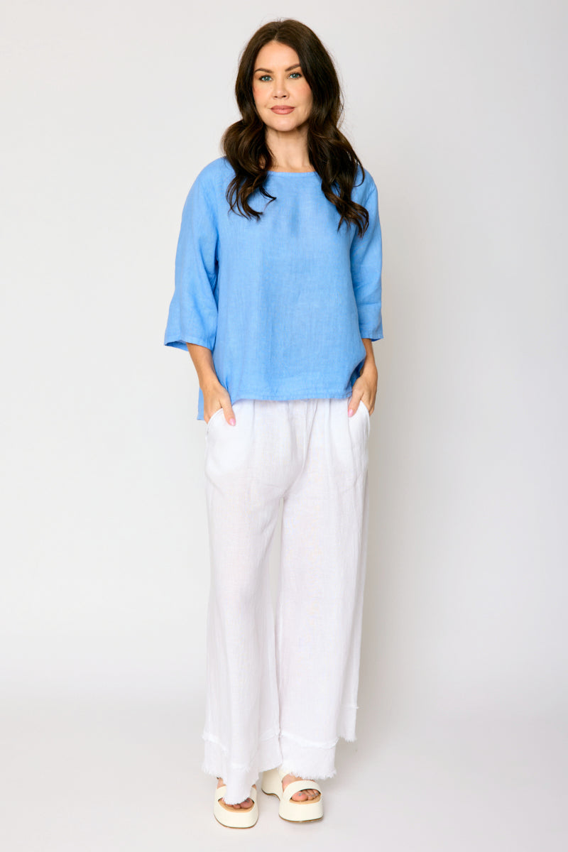 Button Back Linen Top (5 Colors)