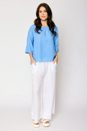 Button Back Linen Top (5 Colors)