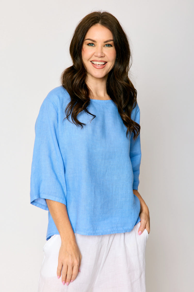 Button Back Linen Top (5 Colors)