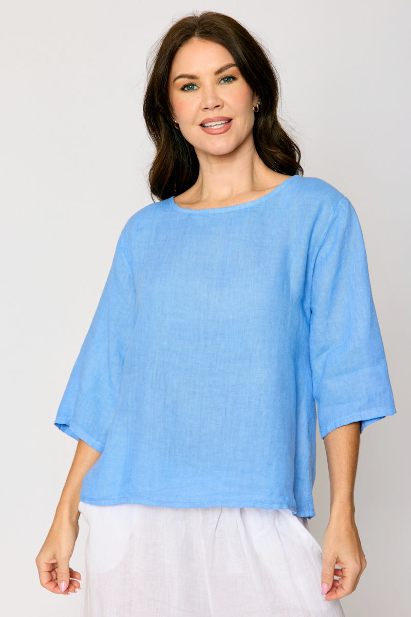 Button Back Linen Top (5 Colors)