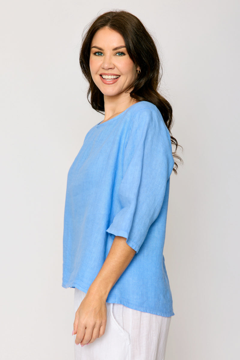 Button Back Linen Top (5 Colors)