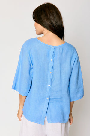 Button Back Linen Top (5 Colors)