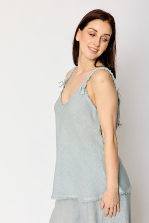 Linen Bias Cut Raw Edge Tank