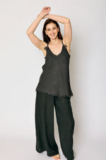 Linen Bias Cut Raw Edge Tank