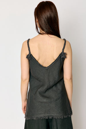 Linen Bias Cut Raw Edge Tank