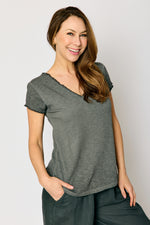 Distressed Ruffle Trim Tee (3 Colors)