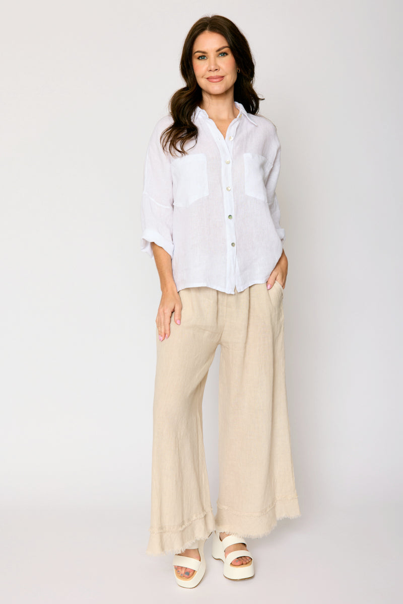 Linen Raw Edge Cropped Pant (5 Colors)