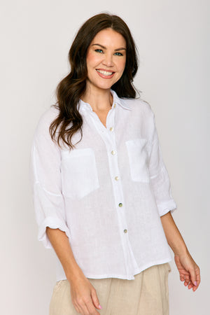 Relaxed Button Up Linen Shirt (4 Colors)