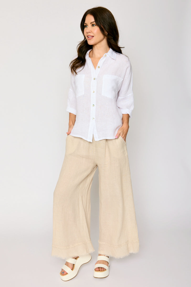 Relaxed Button Up Linen Shirt (4 Colors)