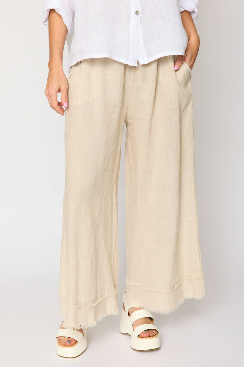 Linen Raw Edge Cropped Pant (5 Colors)