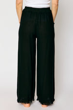 Raw Edge Bottom Woven Linen Pant (4 Colors)