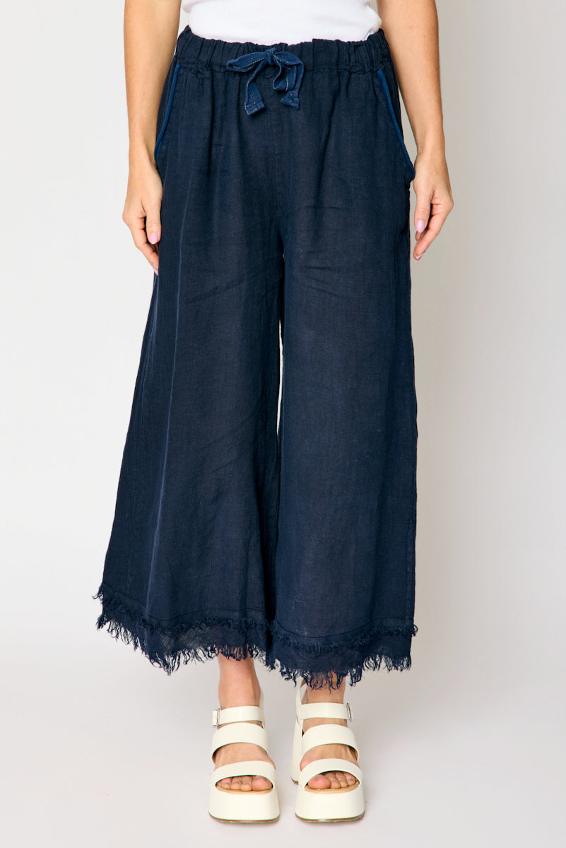 Linen Raw Edge Cropped Pant (5 Colors)