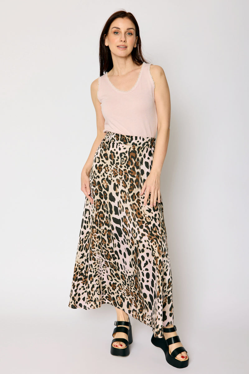 Bias Cut Leopard Skirt (5 Colors)