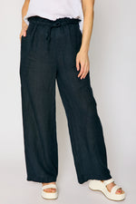 Linen Pant with Raw Edge Trim Waist (4 Colors)