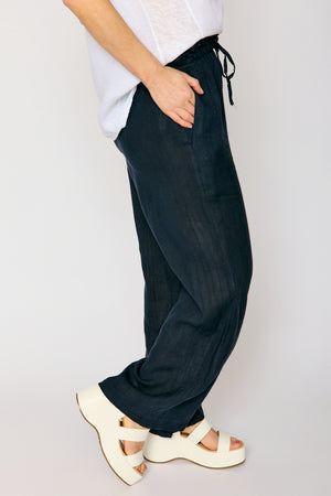 Linen Pant with Raw Edge Trim Waist (4 Colors)